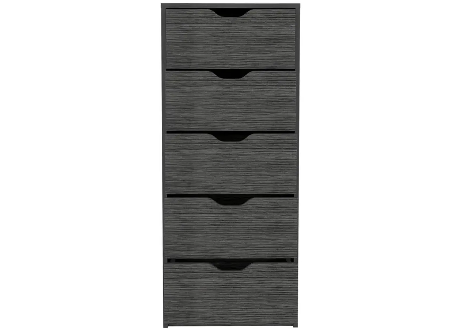 5 Drawers Narrow Dresser, Slim Storage Chest of Drawers, Smokey Oak -Bedroom