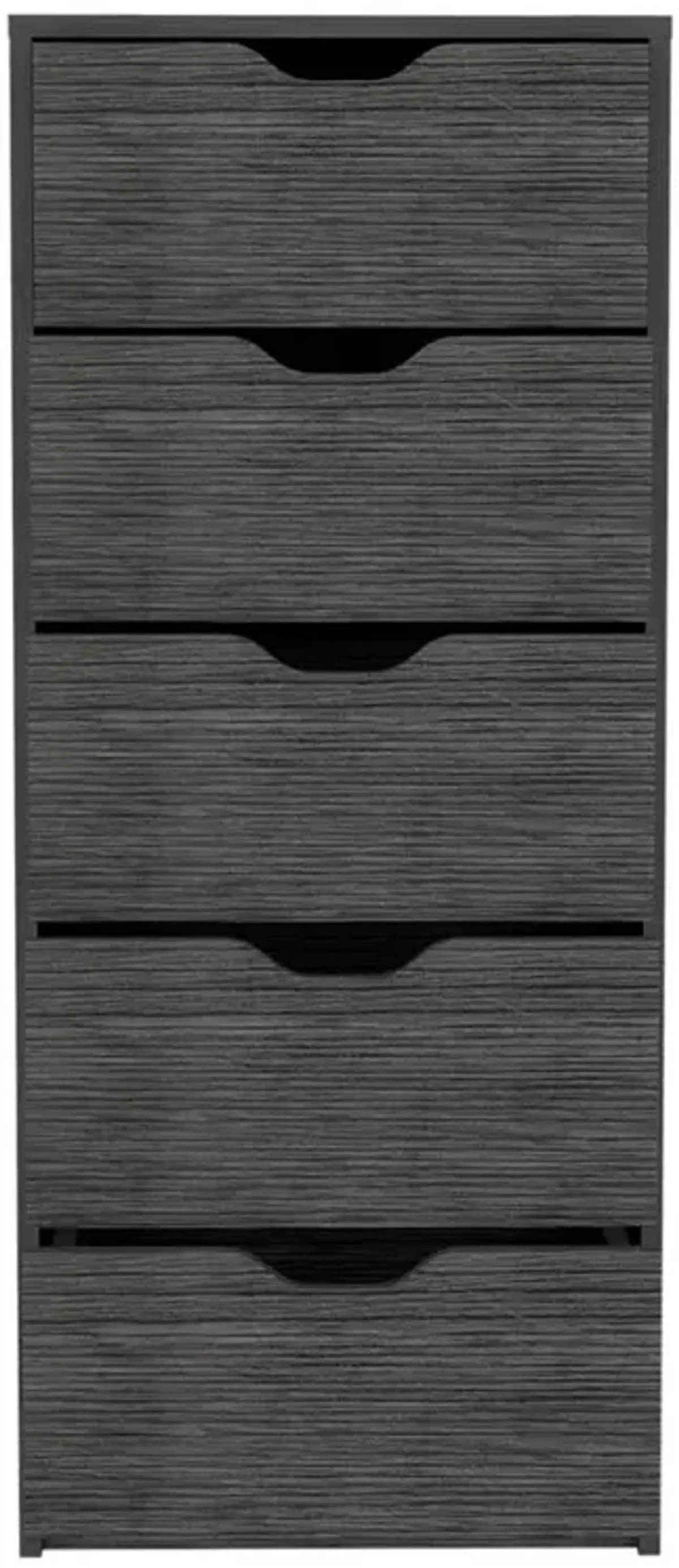 5 Drawers Narrow Dresser, Slim Storage Chest of Drawers, Smokey Oak -Bedroom