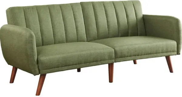 Fabric Upholstered Adjustable Sofa, Green and Brown