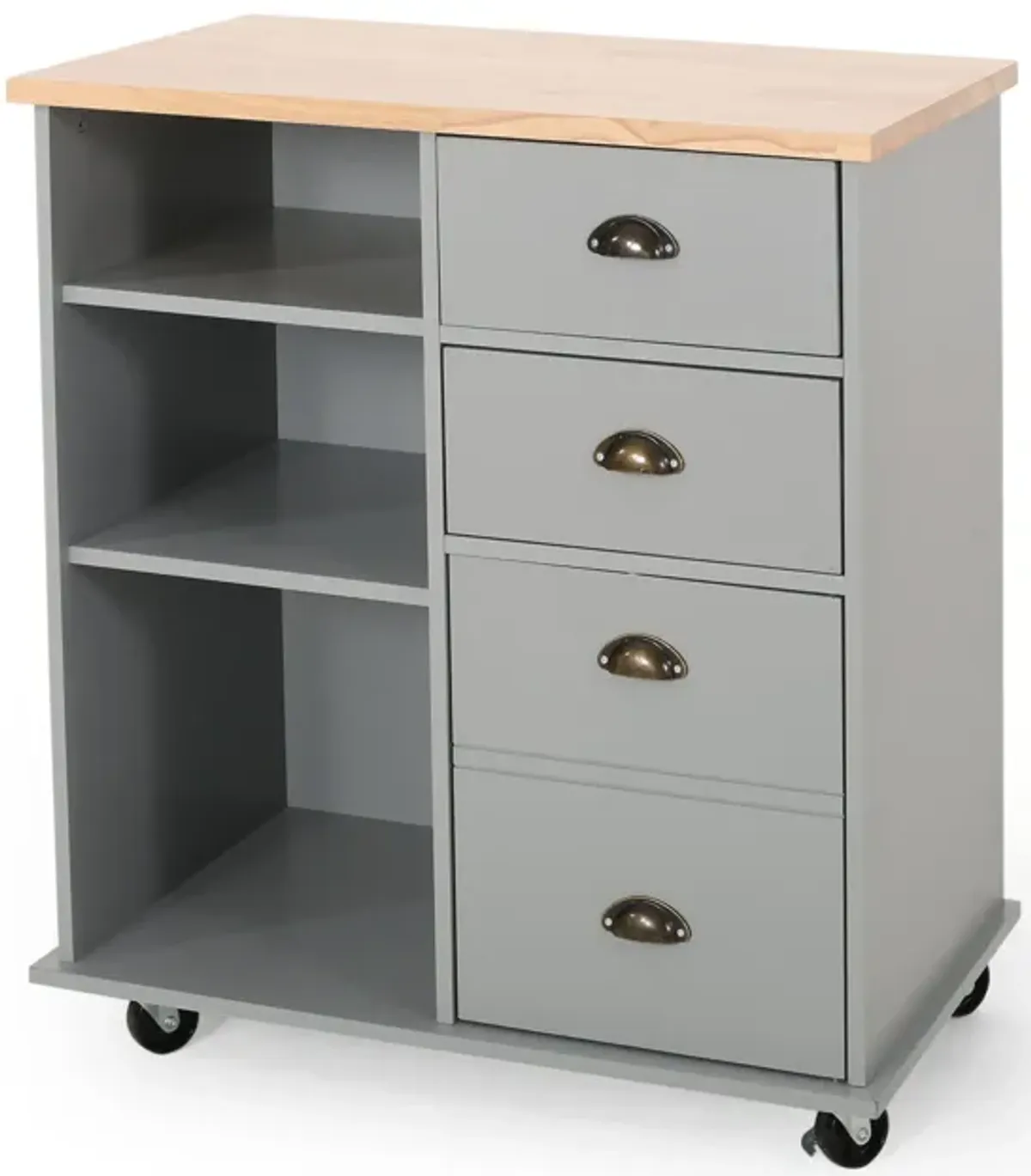 Streamdale Contemporary Kitchen Cart with Rubberwood Top