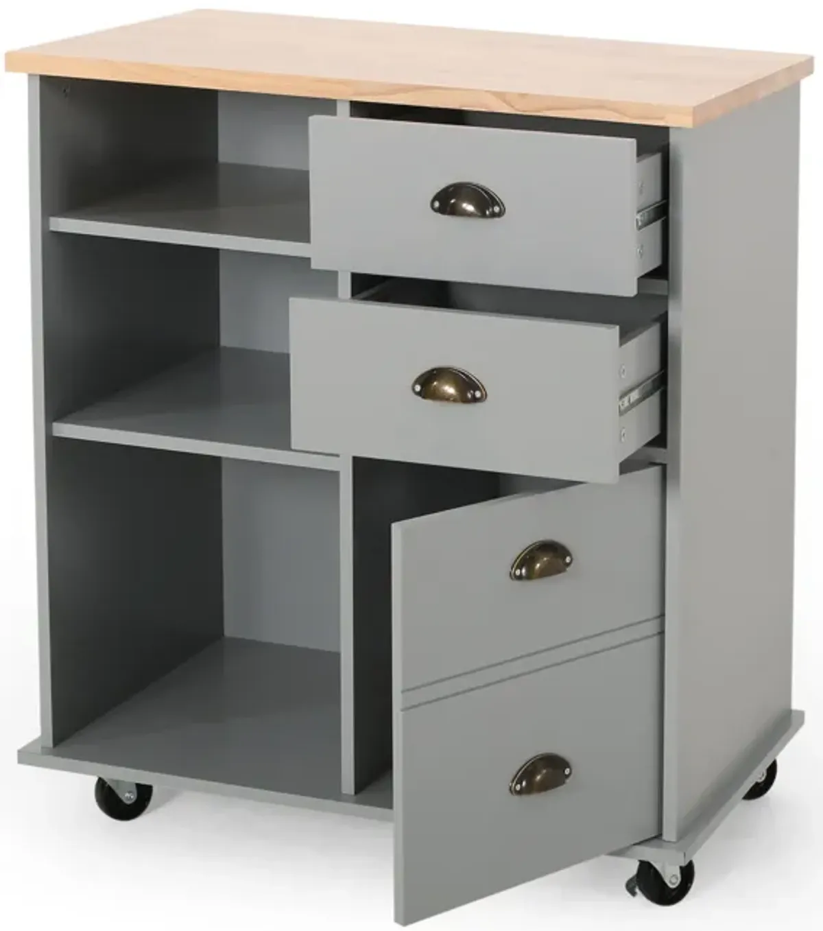 Streamdale Contemporary Kitchen Cart with Rubberwood Top