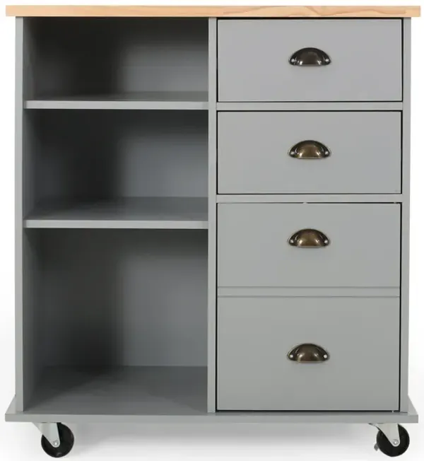 Streamdale Contemporary Kitchen Cart with Rubberwood Top