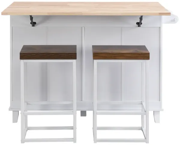 Streamdale Farmhouse Drop Leaf Island Set with 2 Seatings