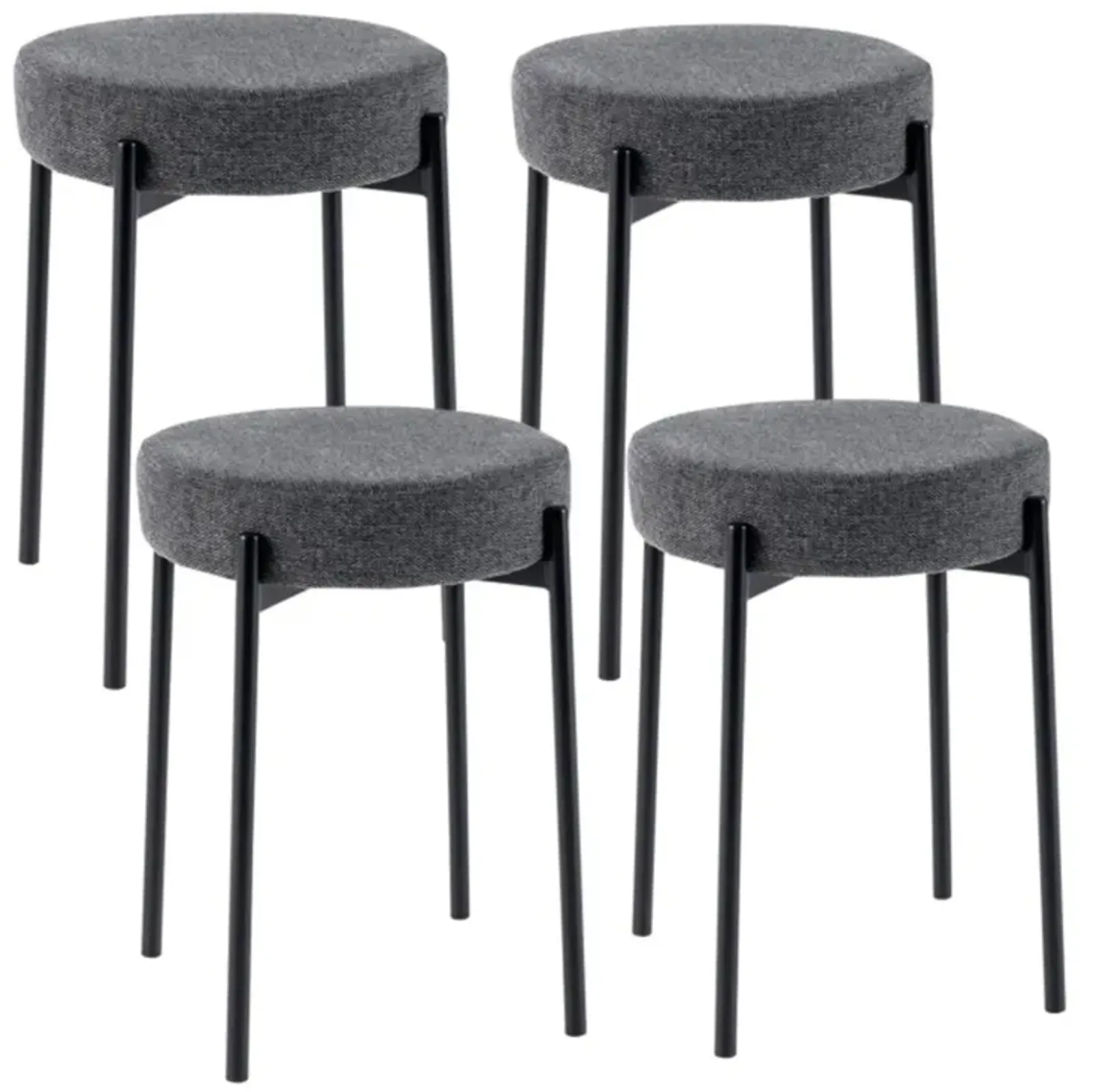 Hivvago Bar Stools Set of 4 Upholstered Kitchen Stools with Foot Pads