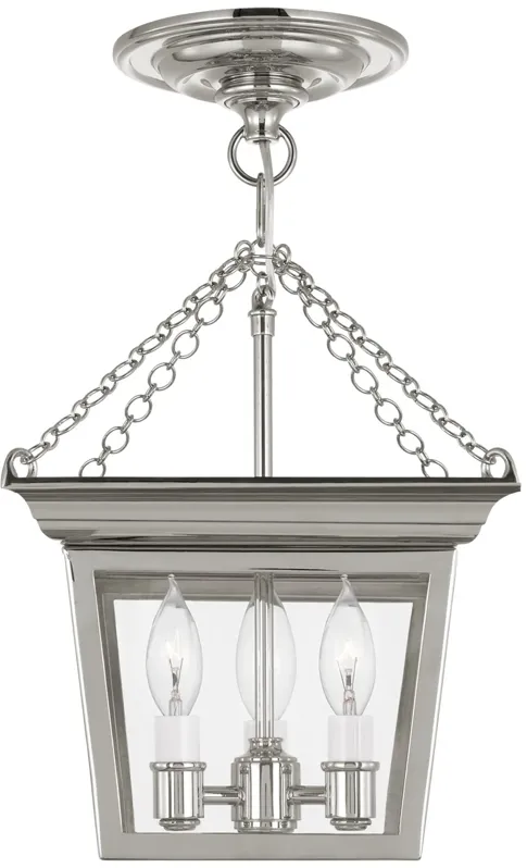 Cornice Semi-Flush Lantern in Polished Nickel