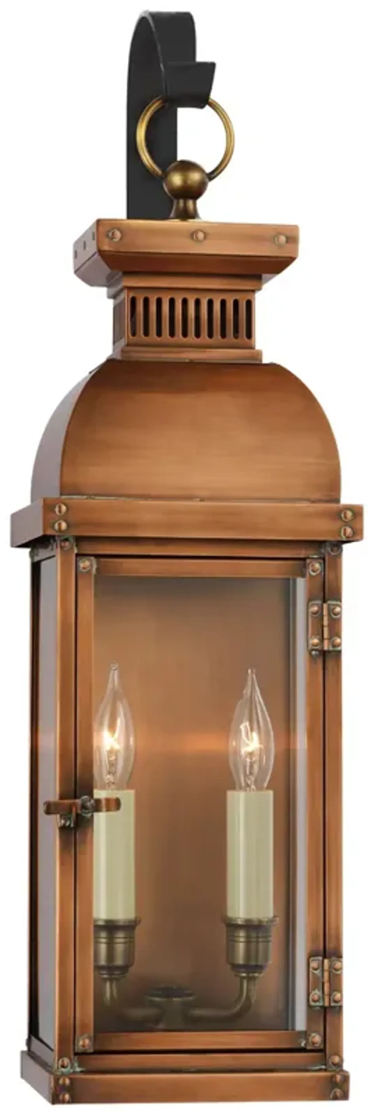 Suffork Medium Scroll Arm Lantern in Natural Copper