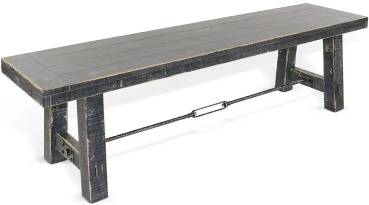 Sunny Designs 64 Black Sand Bench with Turnbuckle, Wood Seat