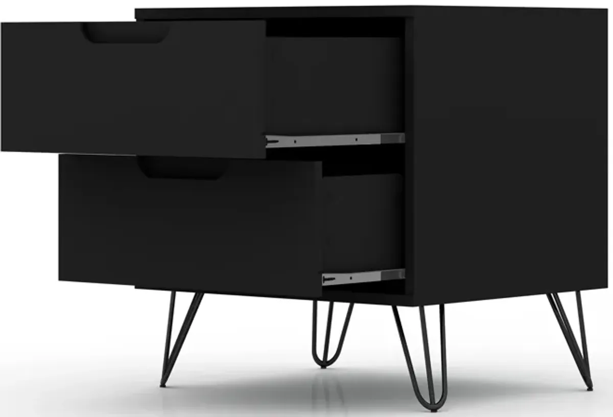 Rockefeller Black 2-Drawer Nightstands (Set of 2)