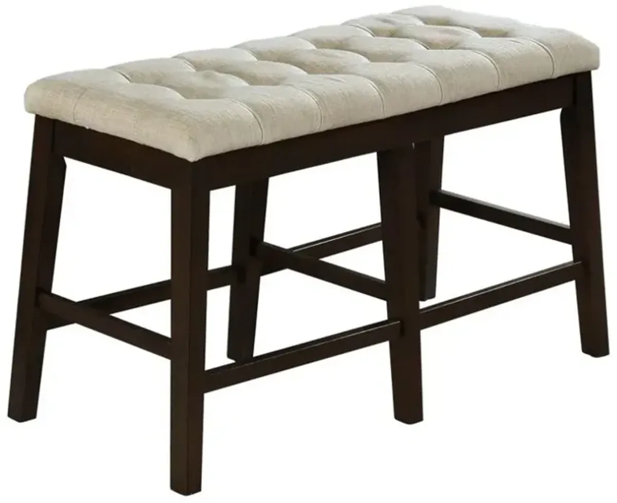 Best Quality Furniture Counterheight (24) Bench with Beige Linen and Tufted Seats
