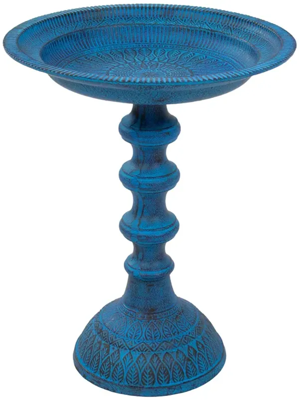 Sunnydaze Backyard Beauty Metal Bird Bath - Blue Patina - 14.5 in