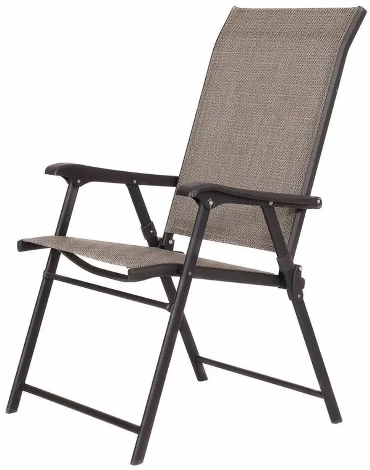 Hivvago Set of 2 Outdoor Folding Patio Chairs in Brown with Metal Frame