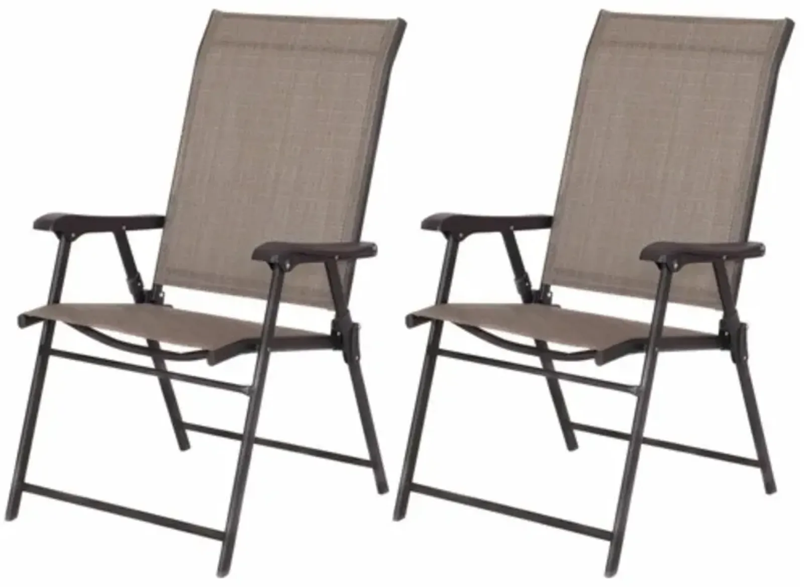 Hivvago Set of 2 Outdoor Folding Patio Chairs in Brown with Metal Frame