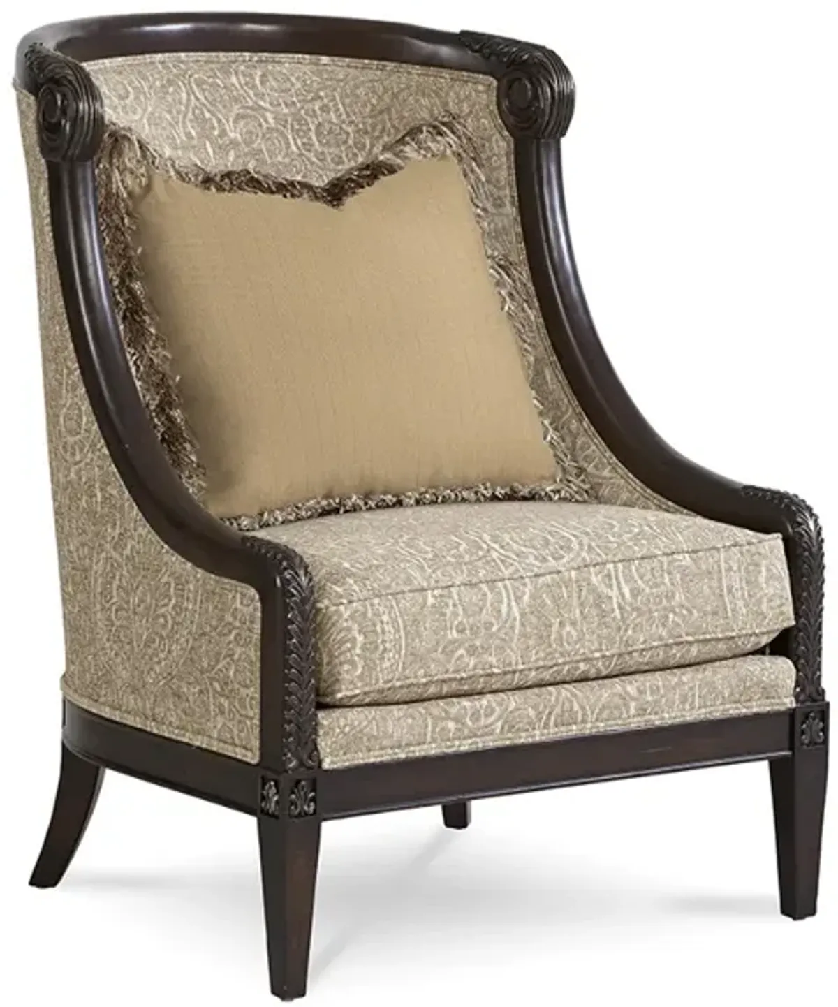 Giovanna Azure Carved Wood Accent Chair