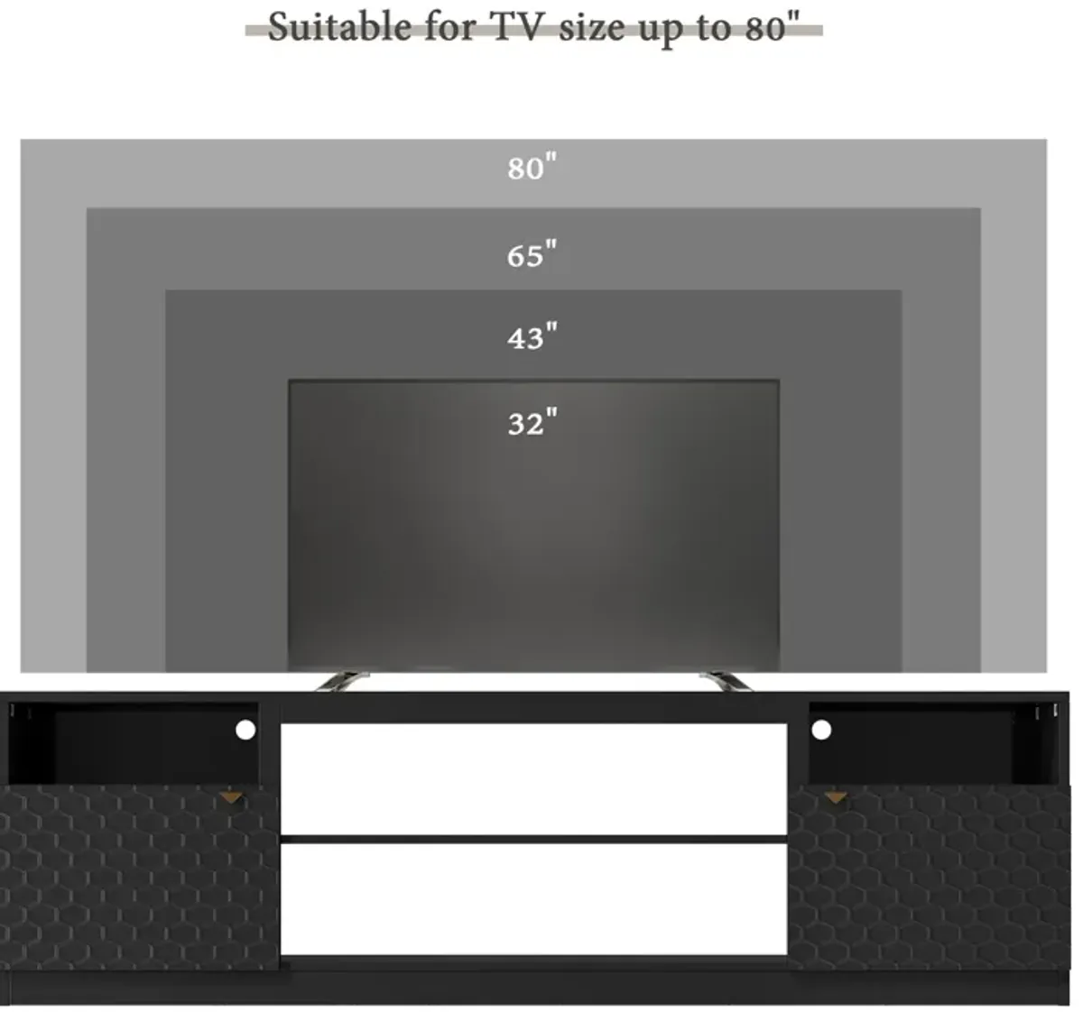 White TV Stand Fits TVs up to 70 in. with Two of Shelves and 36 in. Electric Fireplace