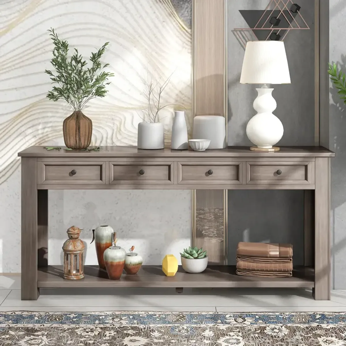 Merax Console Table with Storage Drawers