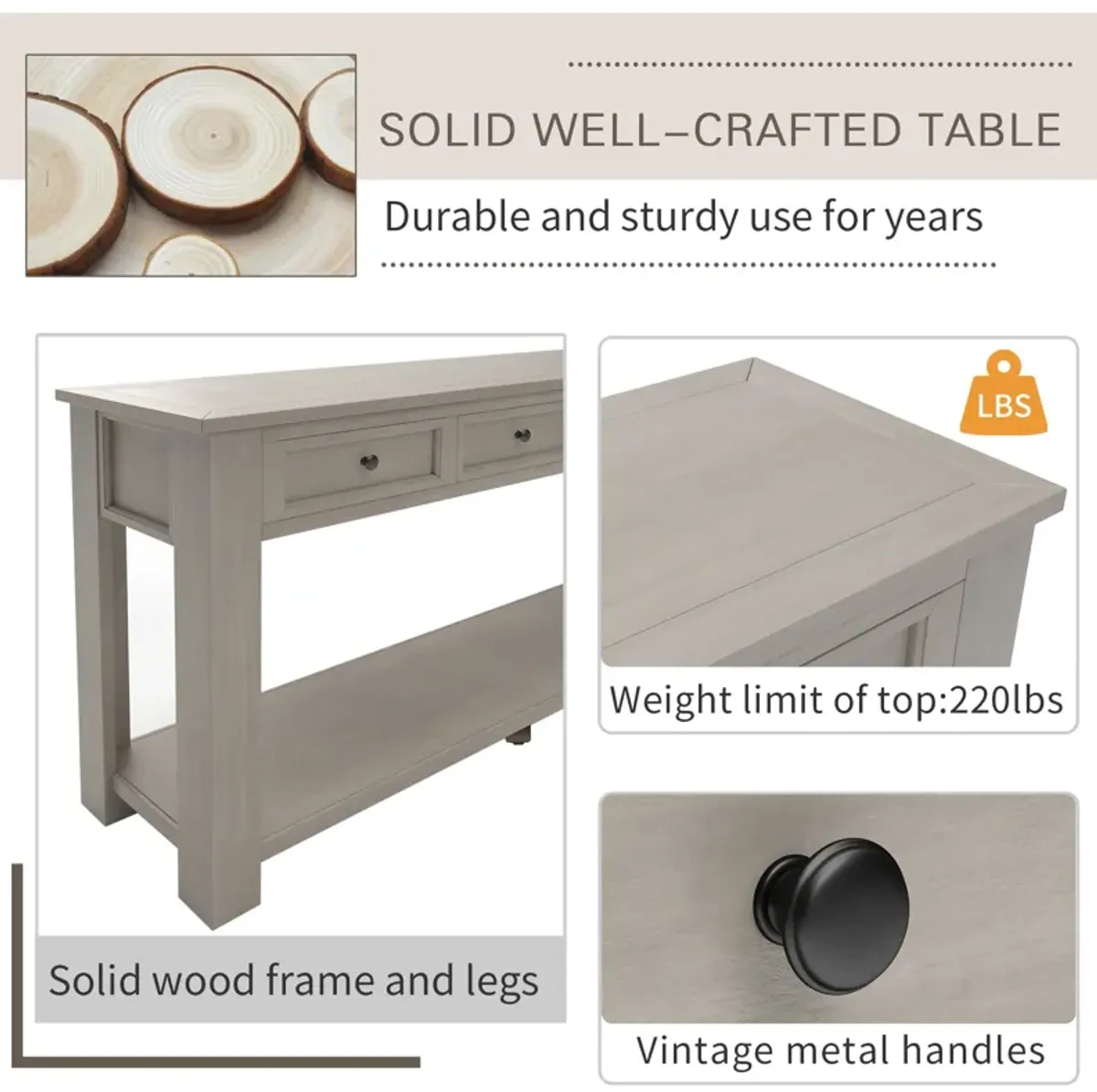 Merax Console Table with Storage Drawers