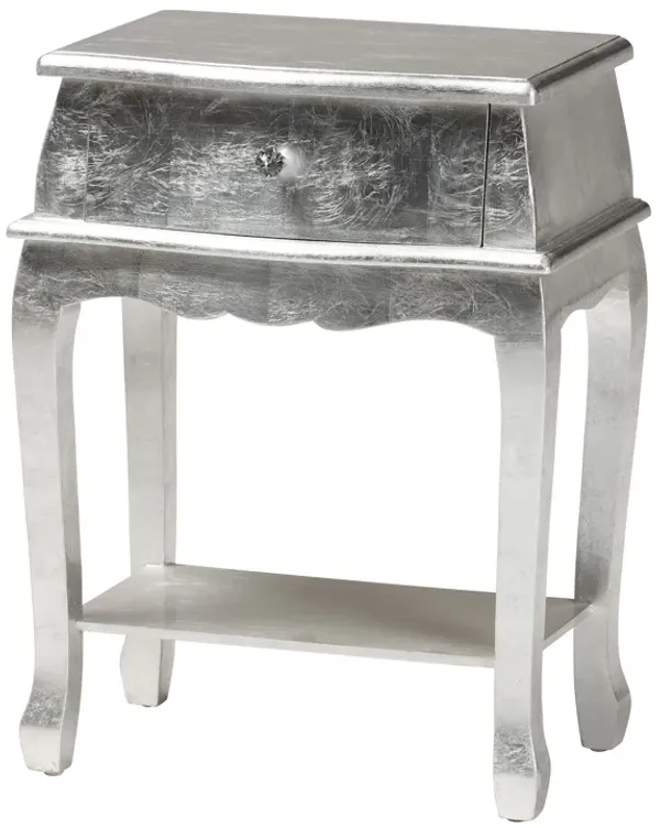 Baxton Studio Harriet Classic and Traditional Silver Finished Wood 1-Drawer End Table