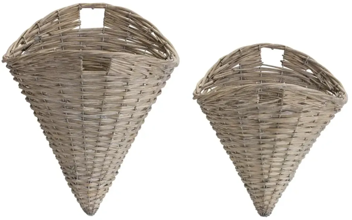 Wall Basket Set of 2 - Decorative Hanging Baskets for Storage and Organization