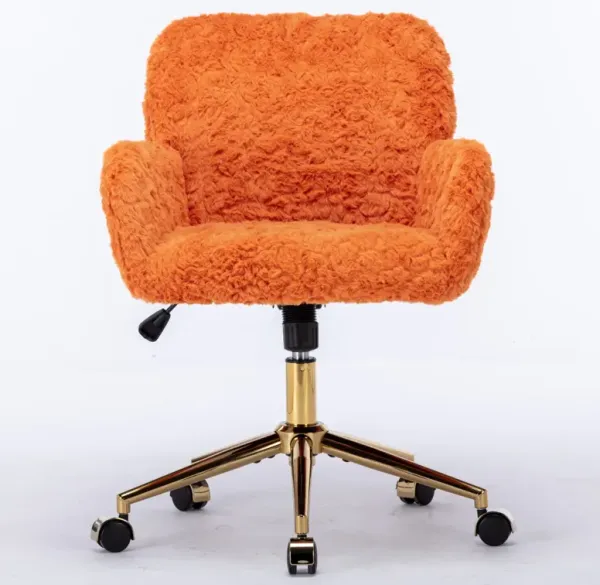 Home Office Chair with Golden Base – Adjustable Swivel Desk & Vanity Chair for Modern Spaces