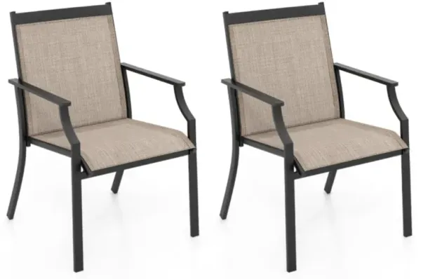 Hivvago 2 Piece Patio Dining Chairs Large Outdoor Chairs with Breathable Seat and Metal Frame
