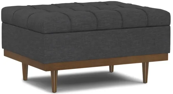 Mariah 34 inch Wide Contemporary Rectangle Coffee Table Storage Ottoman in Slate Grey  Polyester Linen, Assembled