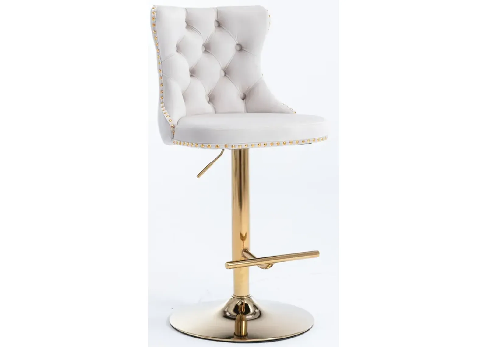 Hivvago Set of 2 Modern Upholstered Tufted Velvet Armless Bar Stools with Gold Details