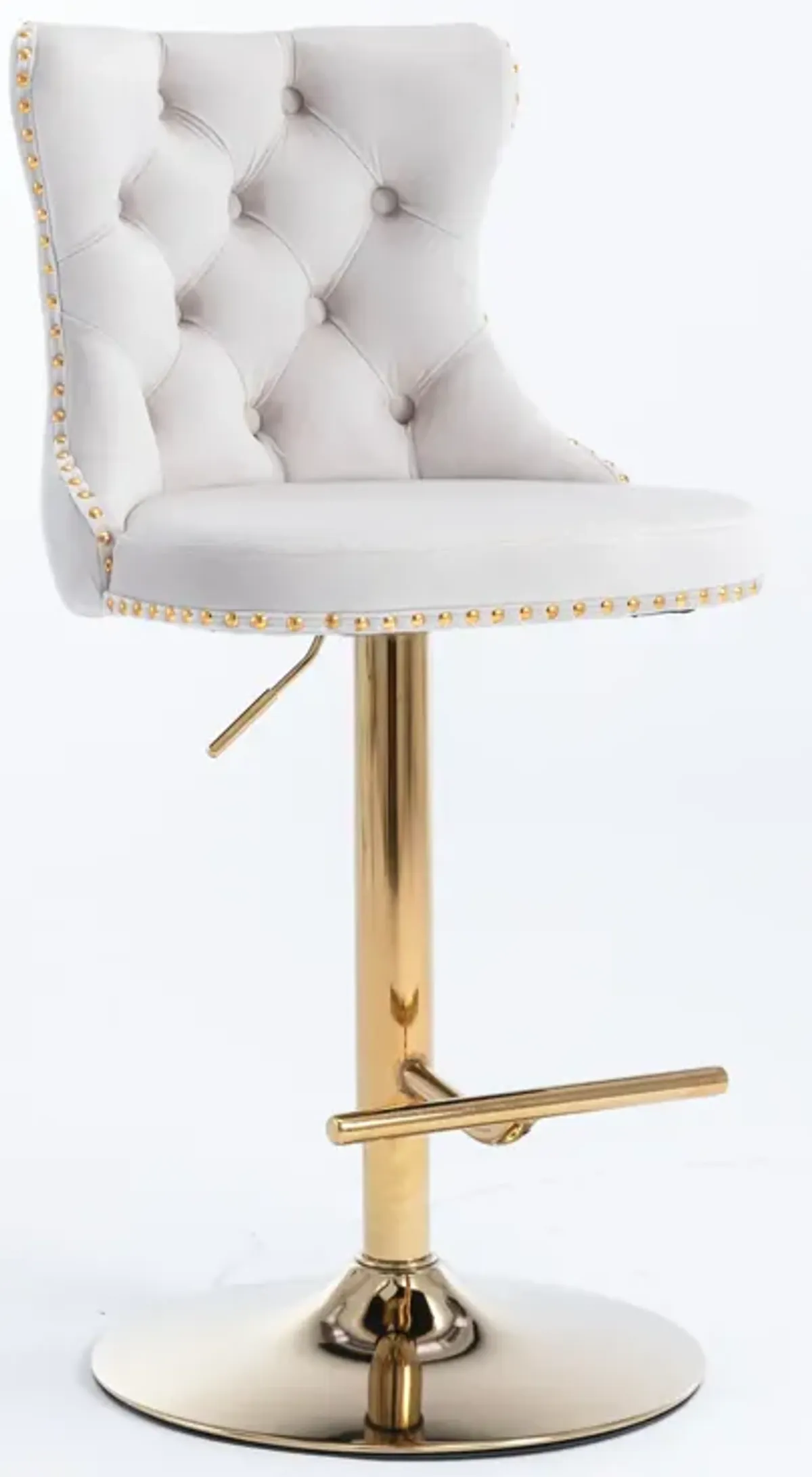 Hivvago Set of 2 Modern Upholstered Tufted Velvet Armless Bar Stools with Gold Details