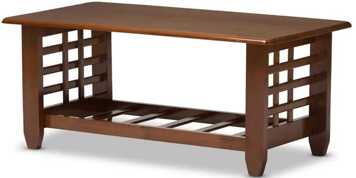 Baxton Studio Larissa Classic Cherry Finished Brown Wood Living Room Occasional Coffee Table