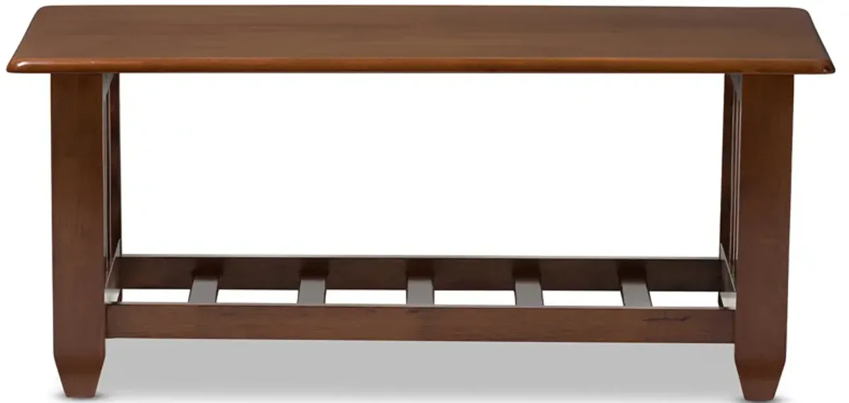 Baxton Studio Larissa Classic Cherry Finished Brown Wood Living Room Occasional Coffee Table