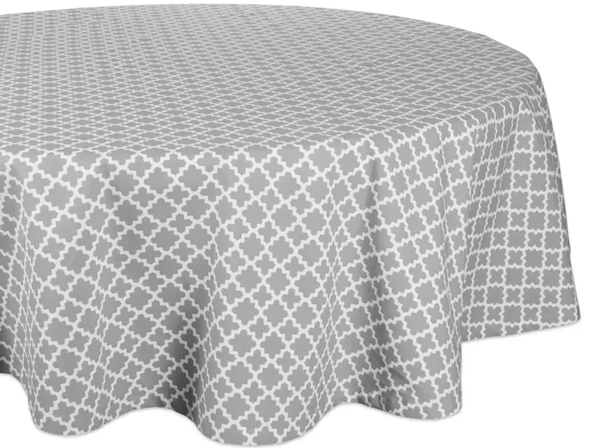 70" Round Gray Cotton Lattice Tablecloth