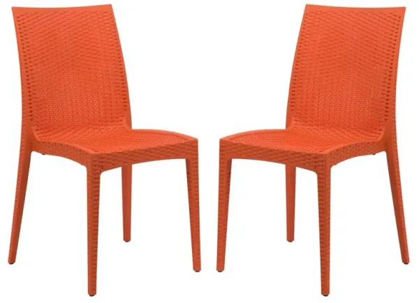 LeisureMod Weave Mace Indoor/Outdoor Dining Chair (Armless), Set of 2