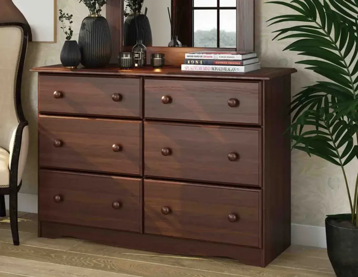 100% Solid Wood 6-Drawer Double Dresser