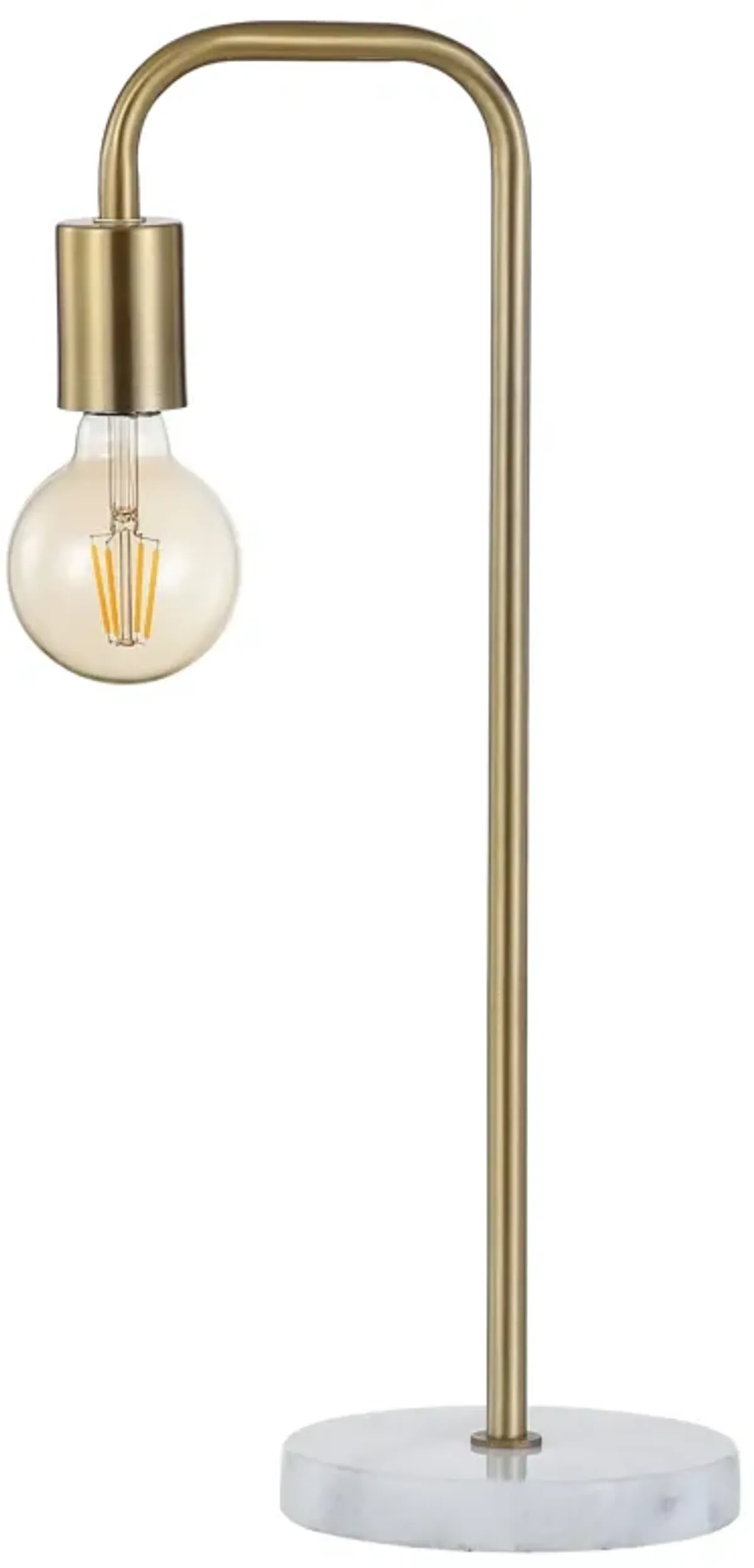 Axel Minimalist Glam Gold Pipe Metal/Marble LED Table Lamp