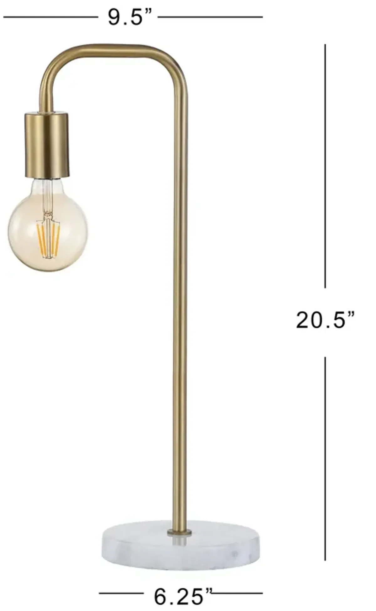 Axel Minimalist Glam Gold Pipe Metal/Marble LED Table Lamp