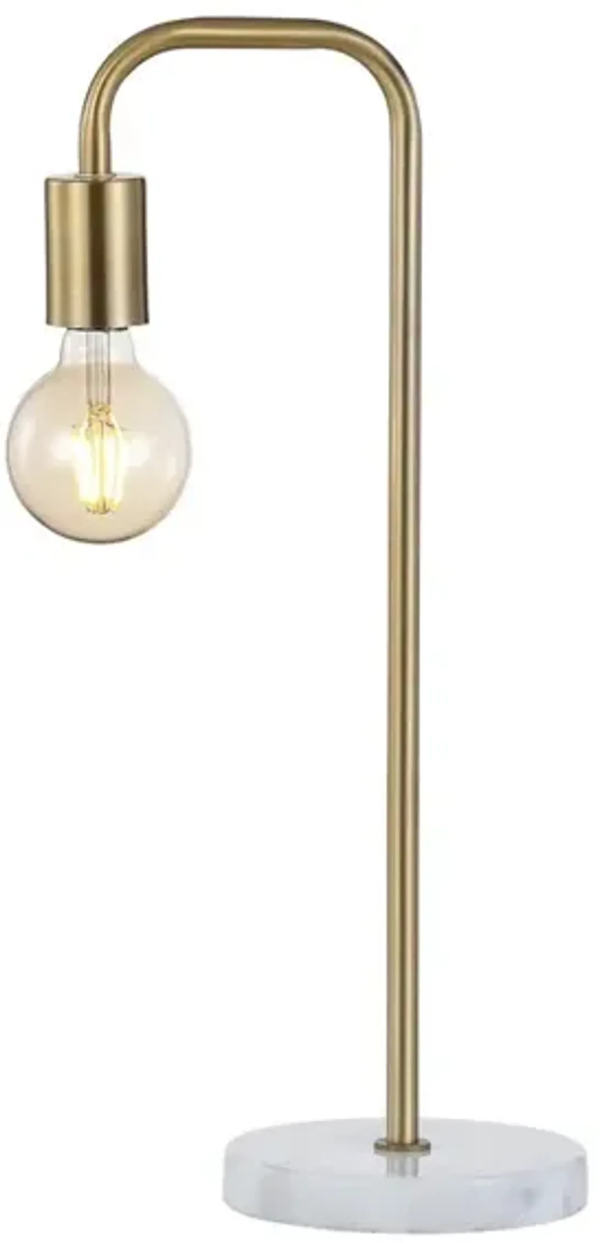 Axel Minimalist Glam Gold Pipe Metal/Marble LED Table Lamp