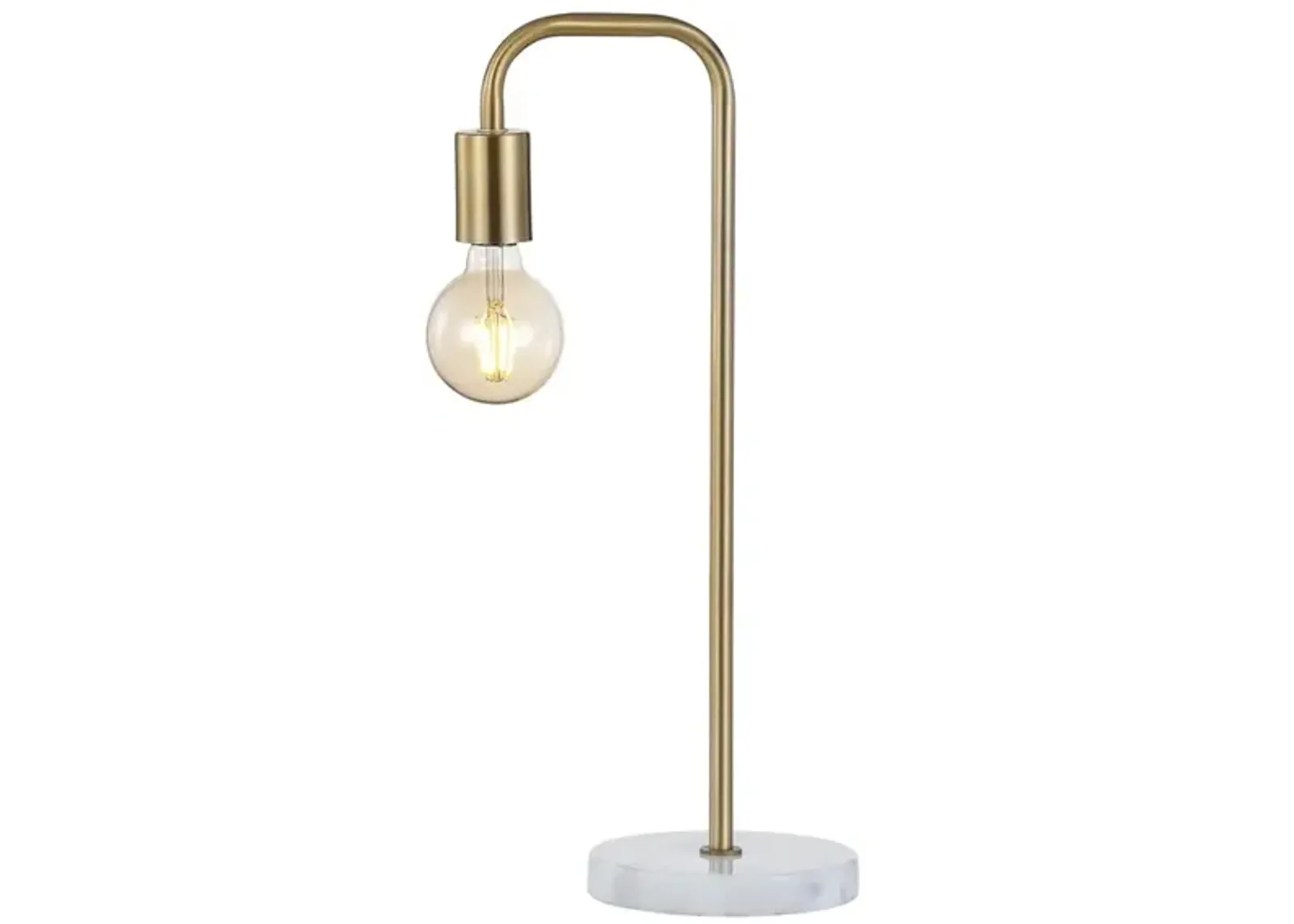 Axel Minimalist Glam Gold Pipe Metal/Marble LED Table Lamp