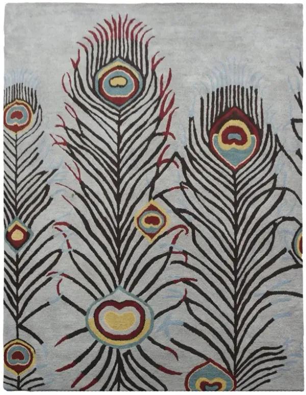 RUGSOTIC CARPETS HAND TUFTED WOOL ECO-FRIENDLY AREA RUGS  - 6'x9', Rectangle Shape, Silver, Contemporary Modern Design, High Pile Thick Handmade Area Rugs for Living Room, Bed Room (K09342)