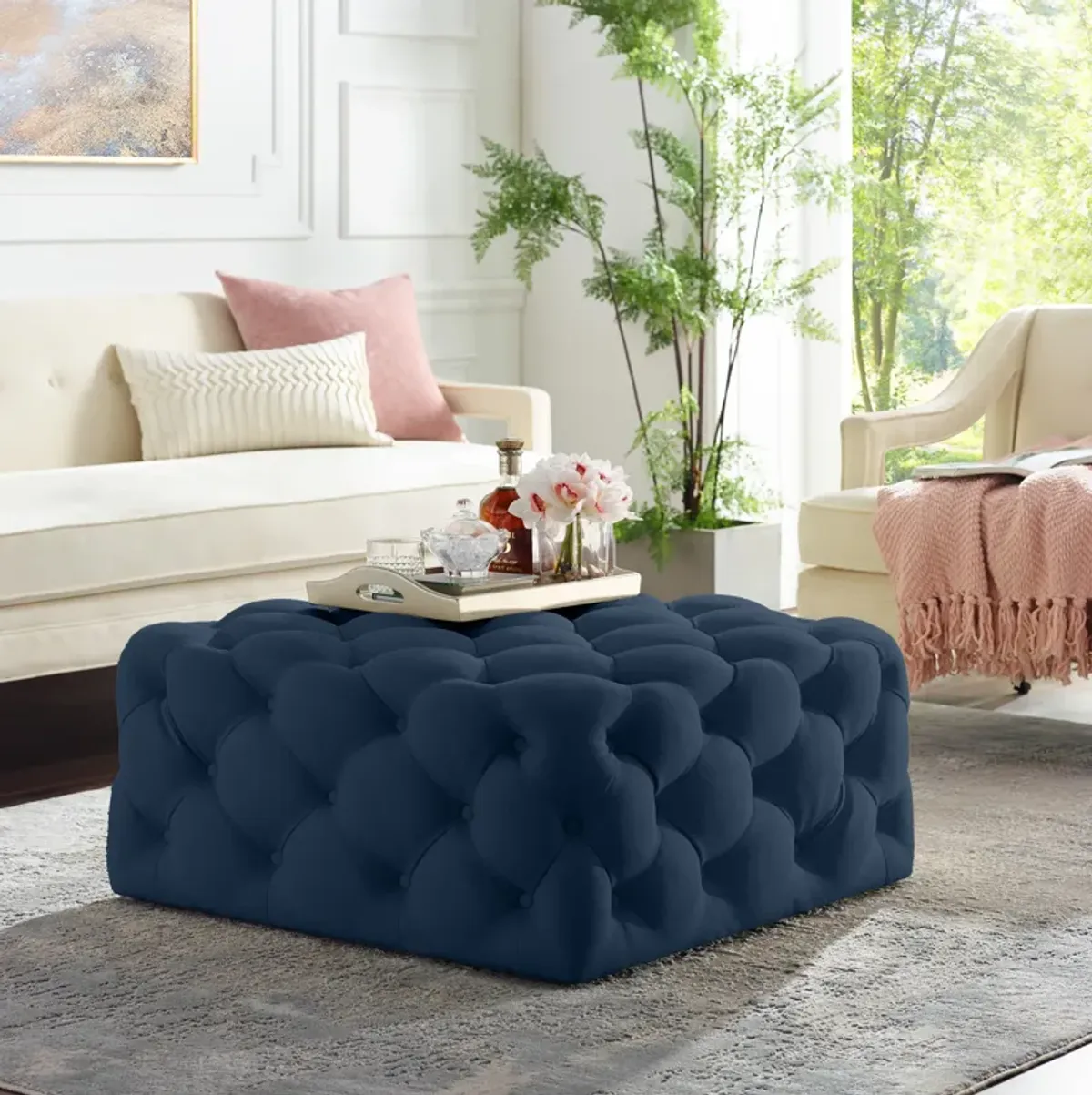 Inspired Home Brett Cocktail Ottoman