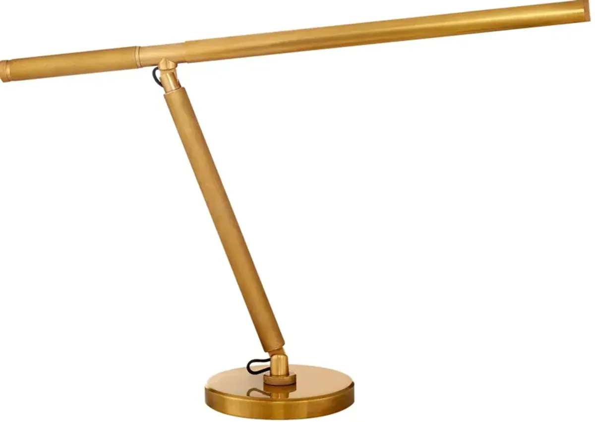 Barrett Knurled Boom Arm Desk Light in Natural Brass