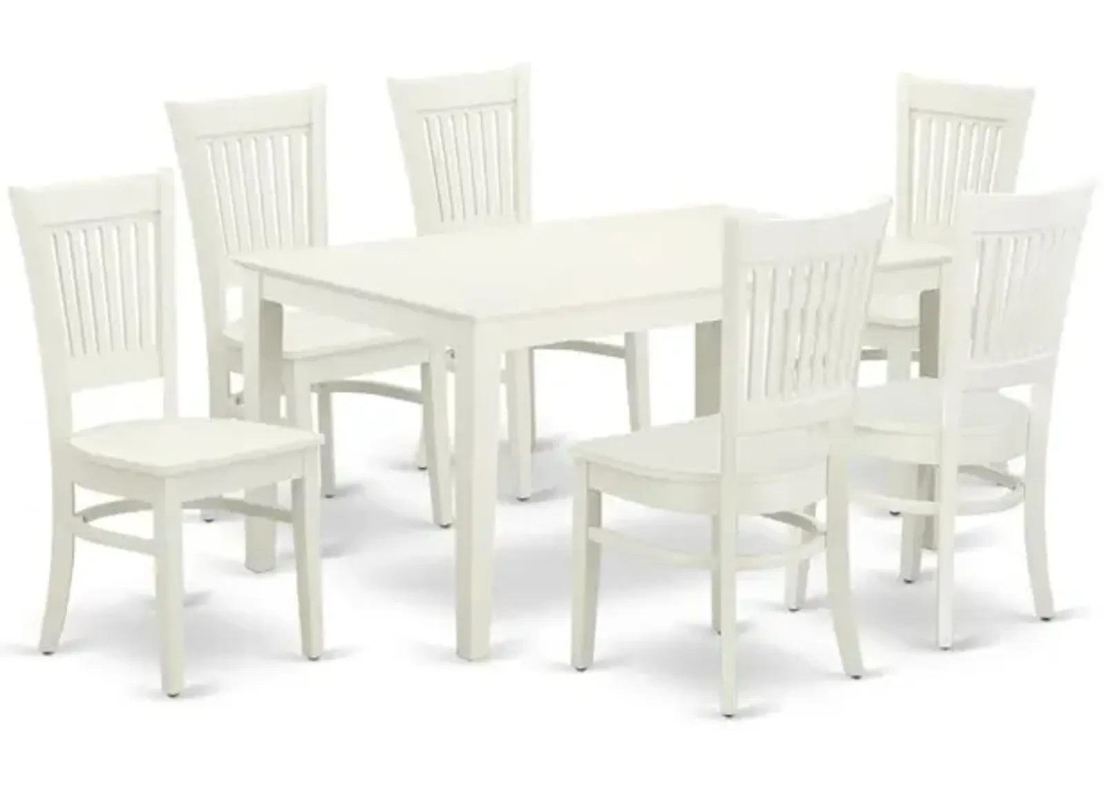 East West Furniture Dining Table- Dining Chairs, CAVA7-LWH-W