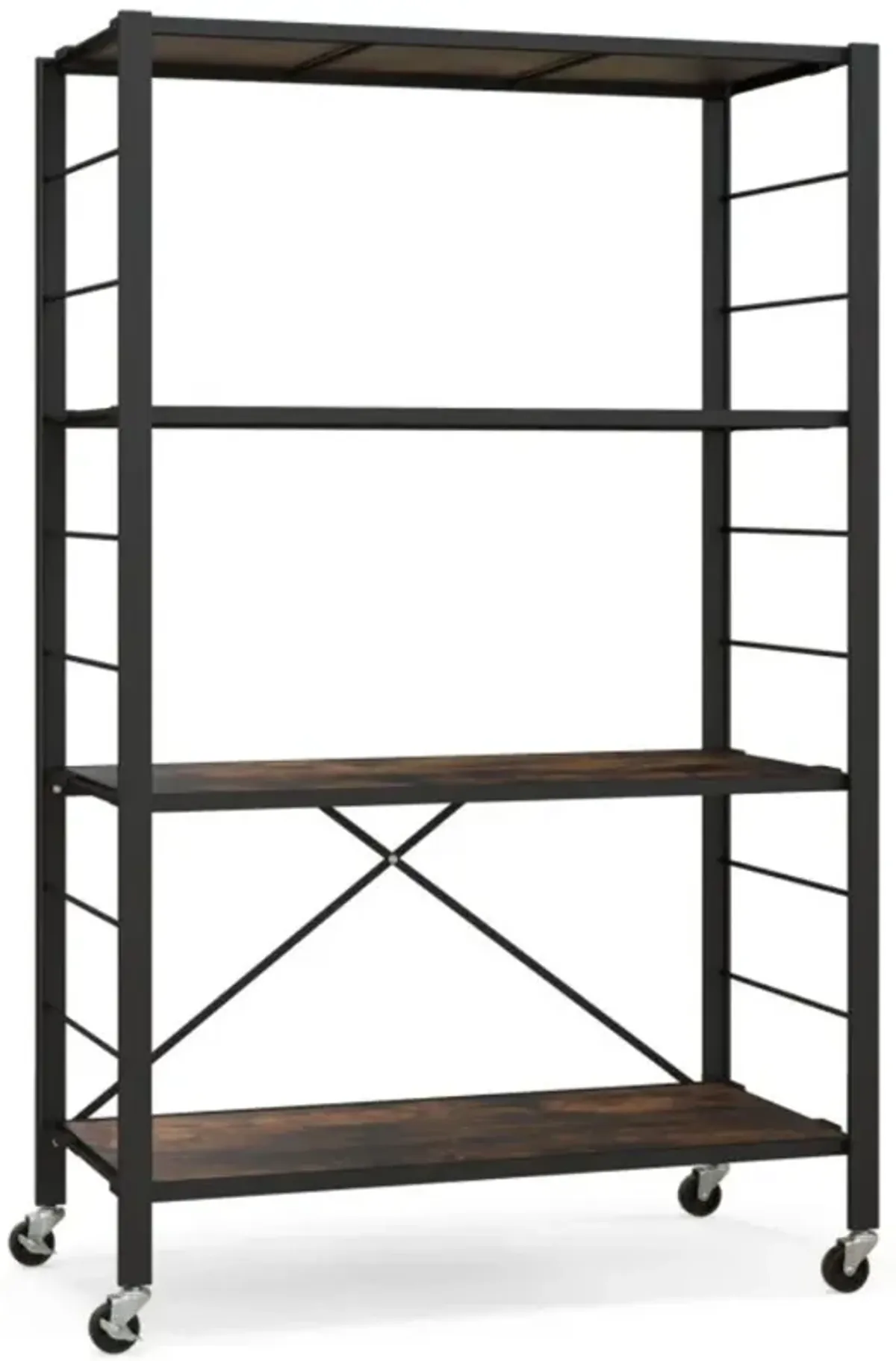 Hivvago 4-tier Foldable Storage Shelf for Tool Room Kitchen Living Room-Black