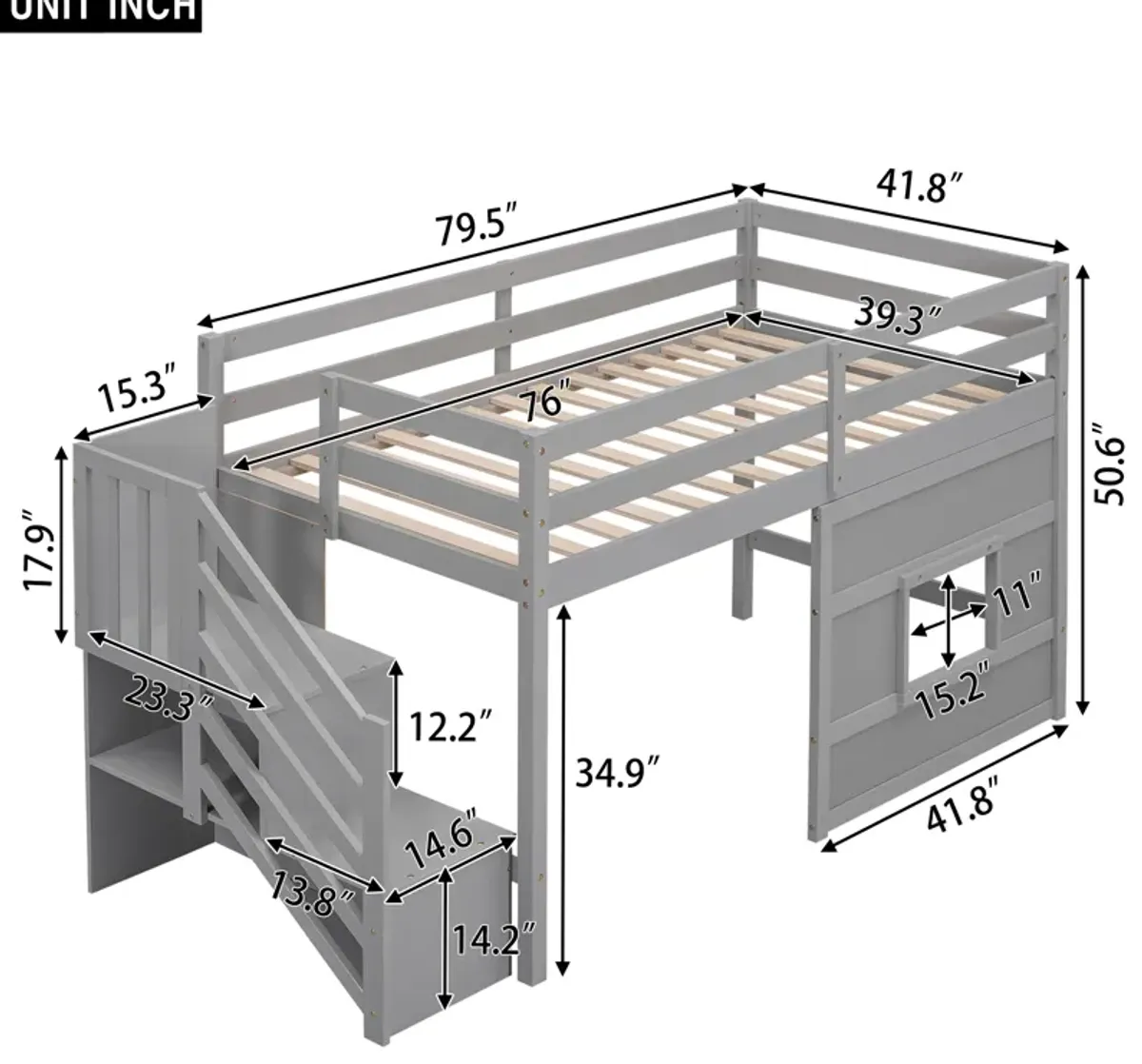 Merax Loft Bed with Storage Staircase