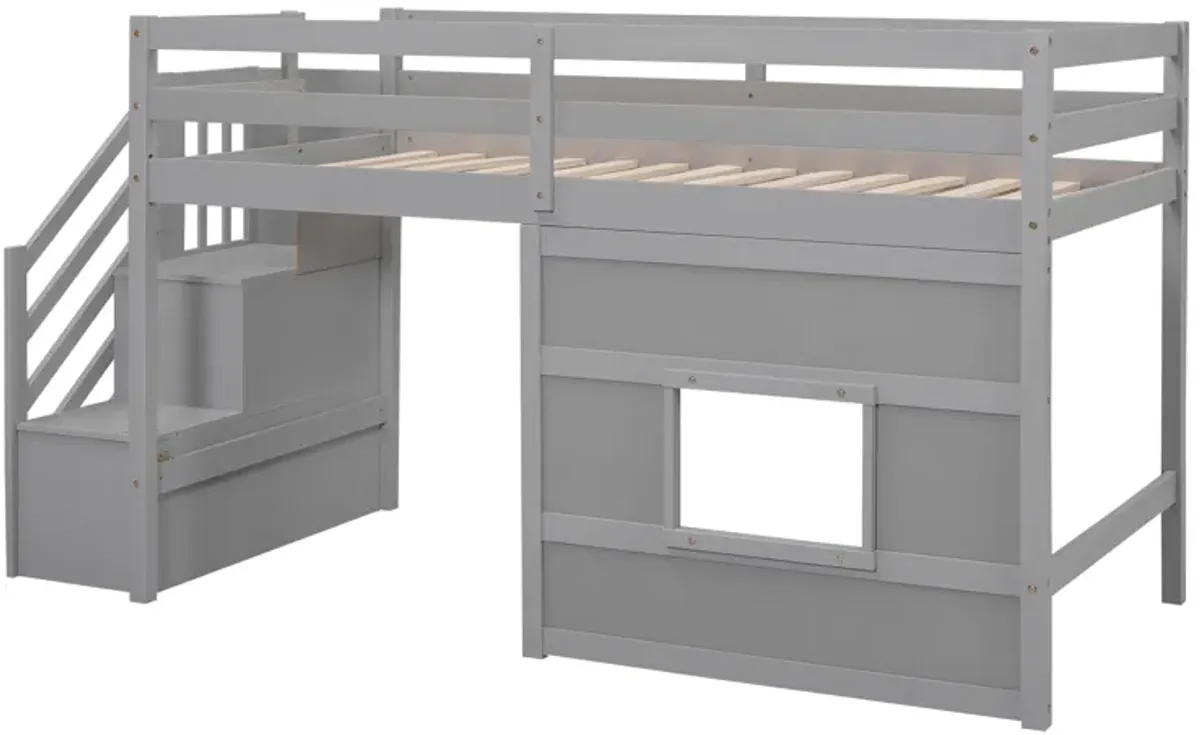 Merax Loft Bed with Storage Staircase