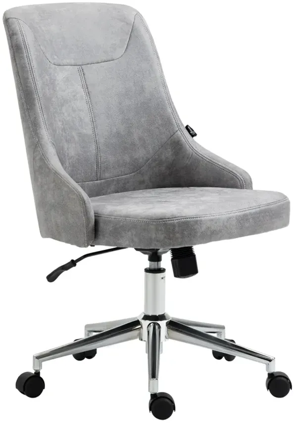 Light Grey Office Chair: Mid-Back, Height Adjustable, 360° Swivel, Tilt