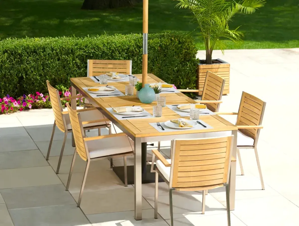 Monterey 6 Seater Dining Set with 96 in. Table - Aluminum and Teak