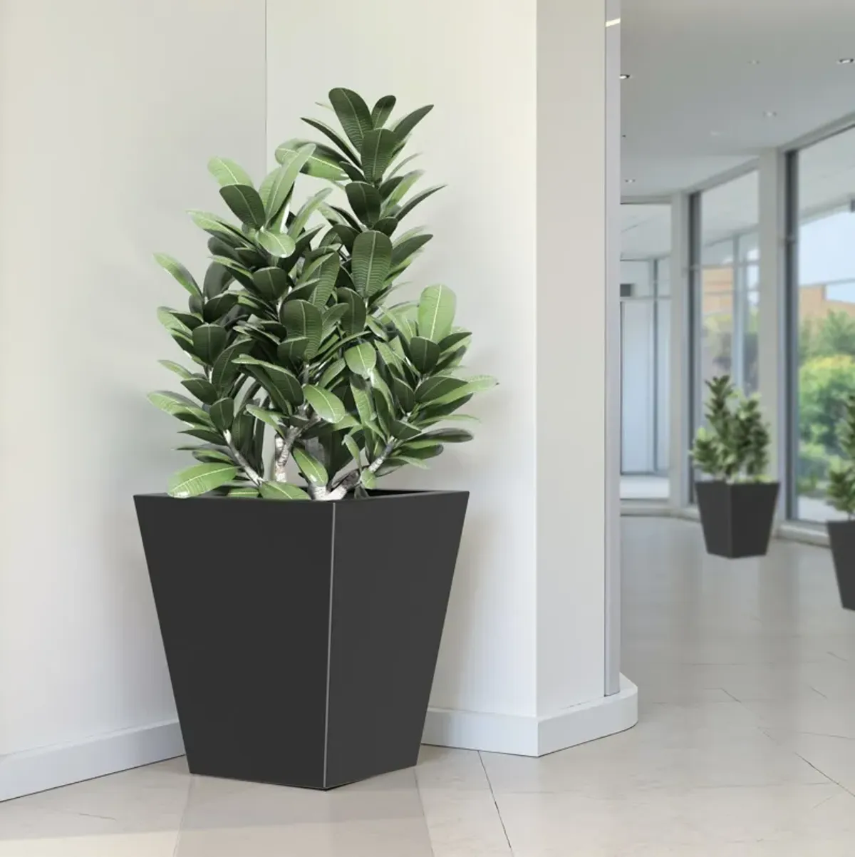 Metal Tapered Planter Garden Plant Pot with Drainage Hole and Rubber Plug
