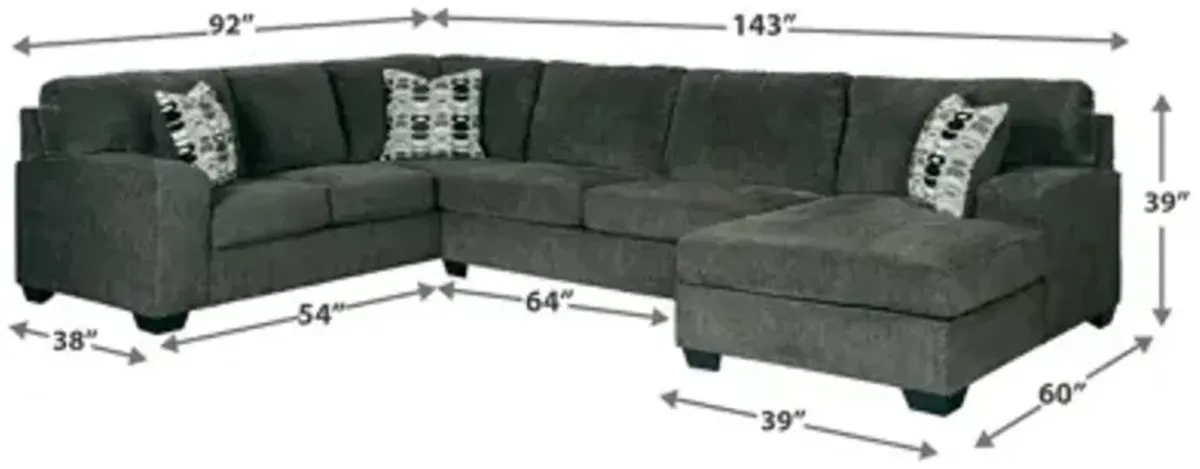 Ballinasloe 3-Piece Sectional with Right Arm Facing Chaise