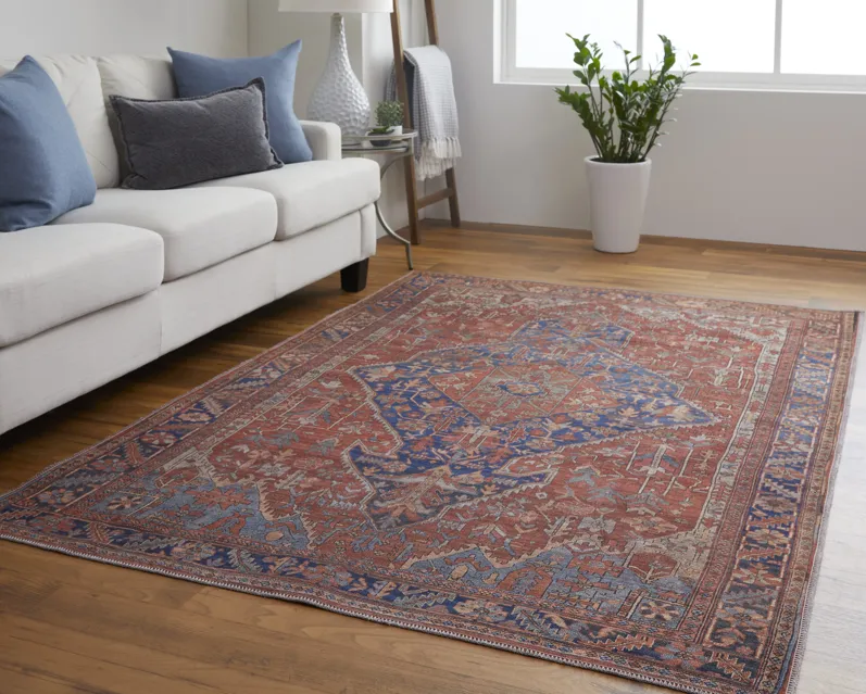 Rawlins 39HQF Red/Tan/Blue 3'11" x 6' Rug