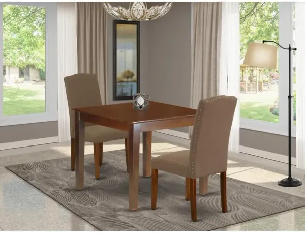 East West Furniture Dining Room Set Mahogany, OXEN3-MAH-18