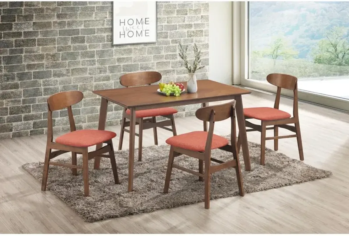 New Classic Furniture Furniture Morocco 5-Piece Mid-Century Wood Dining Set in Orange